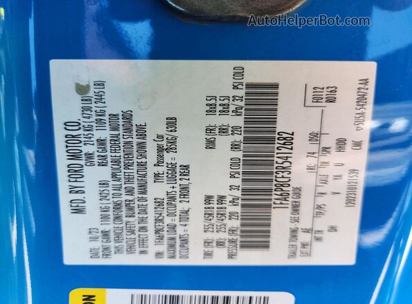 1FA6P8CF3R5412682 2024 FORD MUSTANG Blue Engine compartment view