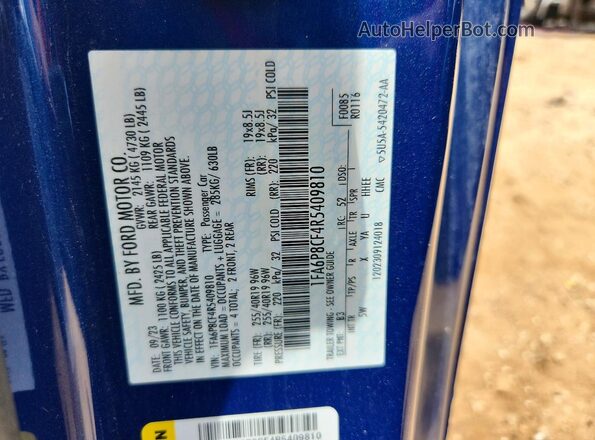 1FA6P8CF4R5409810 2024 FORD MUSTANG Blue Вид підкапотного простору