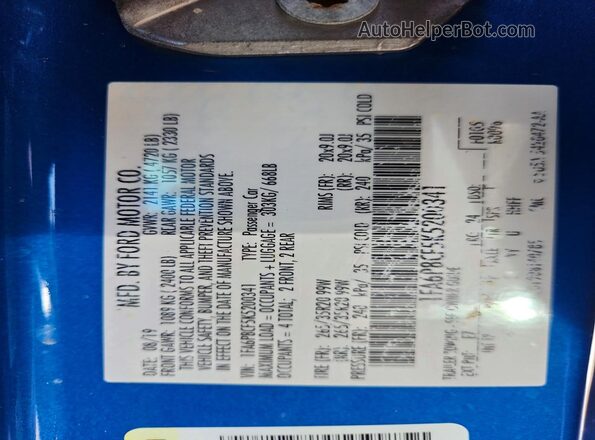 1FA6P8CF5K5200341 2019 FORD MUSTANG Blue Engine compartment view