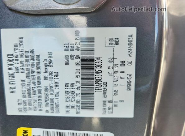 1FA6P8CF5N5130604 2022 FORD MUSTANG Gray Շարժիչի բաժամունքի տեսք
