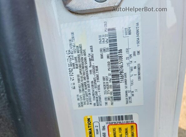 1FA6P8CF6L5108186 2020 FORD MUSTANG Белый Вид подкапотного пространства
