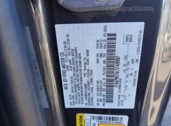 1FA6P8CF6L5168887 2020 FORD MUSTANG Gray ძრავის განყოფილების ხედი