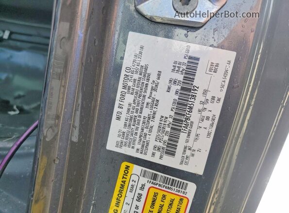 1FA6P8CF6M5138192 2021 FORD MUSTANG Gray ძრავის განყოფილების ხედი