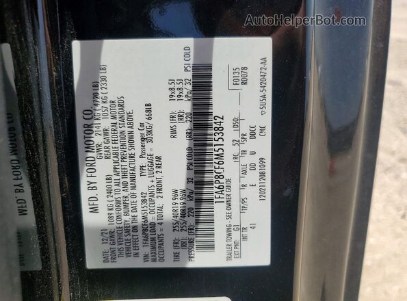 1FA6P8CF6M5153842 2021 FORD MUSTANG Black Widok komory silnika