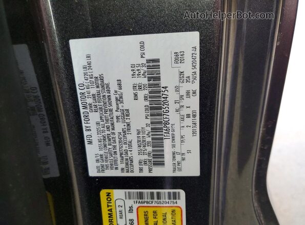 1FA6P8CF7G5204754 2016 FORD MUSTANG Gray Widok komory silnika