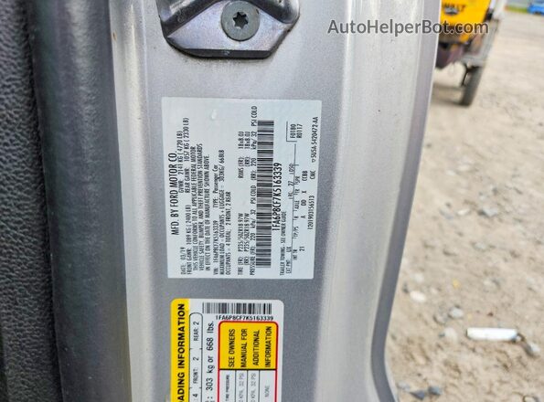 1FA6P8CF7K5163339 2019 FORD MUSTANG Silver VIN კოდის სტიკერის ხედი