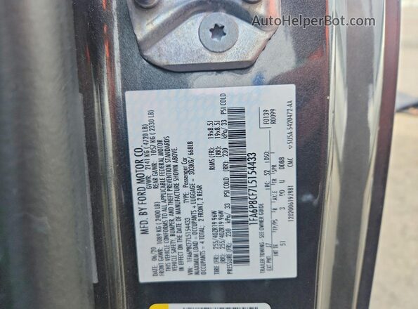 1FA6P8CF7L5154433 2020 FORD MUSTANG Charcoal Engine compartment view