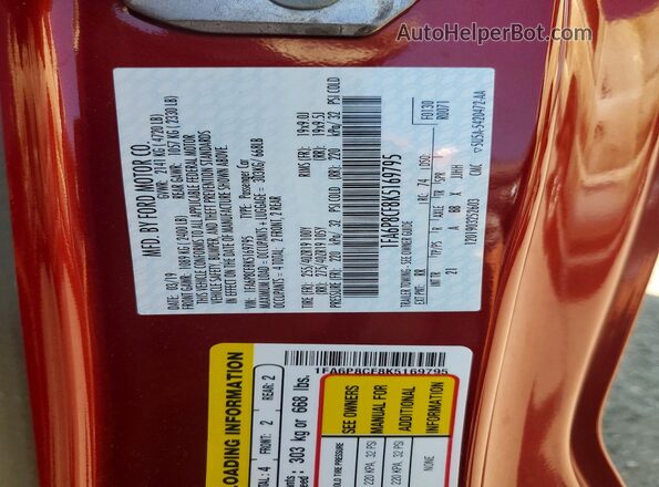 1FA6P8CF8K5169795 2019 FORD MUSTANG Red Vista del compartimento del motor