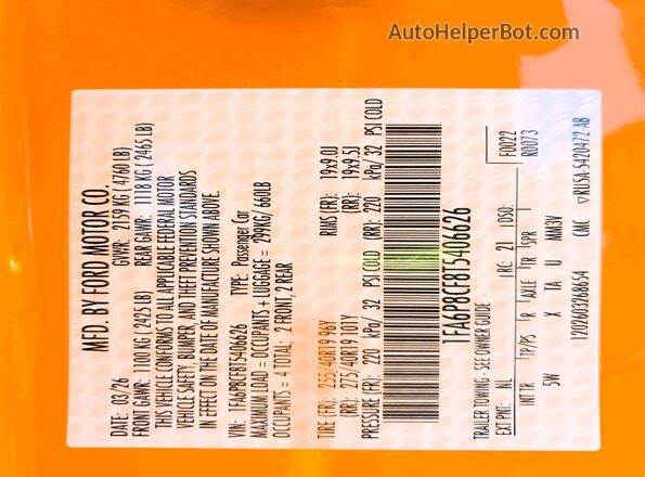 1FA6P8CF8T5406626 2026 FORD MUSTANG Orange Vista del compartimento del motor