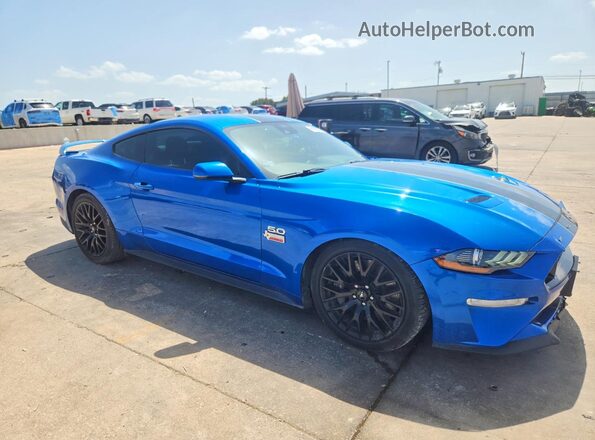 1FA6P8CF9K5142850 2019 FORD MUSTANG Blue Delantero derecho