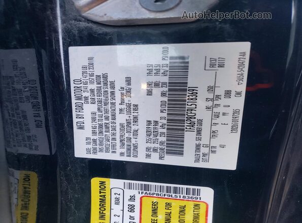 1FA6P8CF9L5183691 2020 FORD MUSTANG Черный Вид подкапотного пространства
