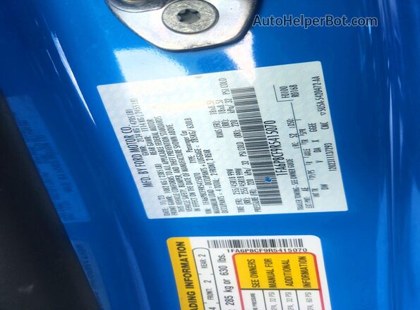 1FA6P8CF9R5415070 2024 FORD MUSTANG Blue VIN sticker view