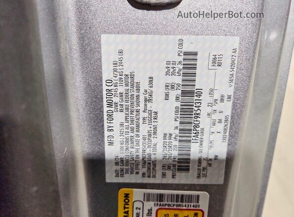 1FA6P8CF9R5431401 2024 FORD MUSTANG Gray Vista del compartimento del motor