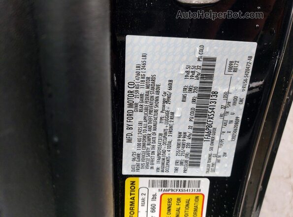 1FA6P8CFXS5413138 2025 FORD MUSTANG Black Շարժիչի բաժամունքի տեսք