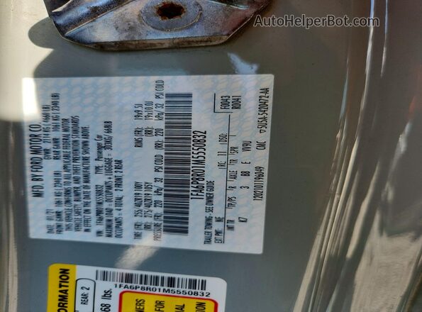 1FA6P8R01M5550832 2021 FORD MUSTANG Серый Вид подкапотного пространства