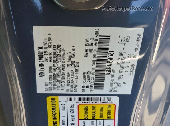 1FA6P8R07R5500654 2024 FORD MUSTANG Blue VIN կոդի պիտակի տեսք