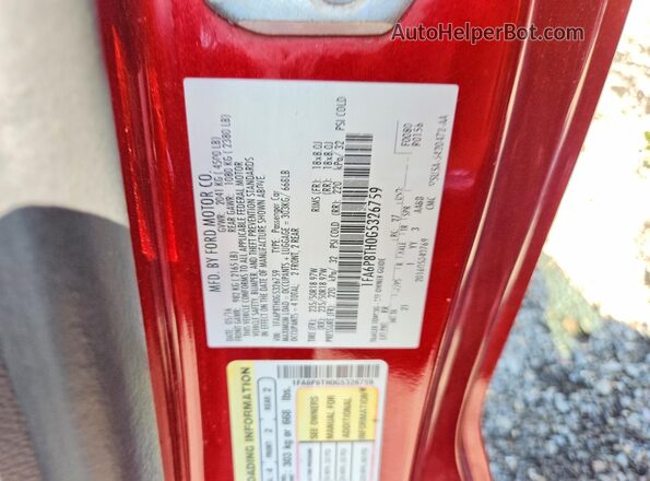 1FA6P8TH0G5326759 2016 FORD MUSTANG Red Շարժիչի բաժամունքի տեսք