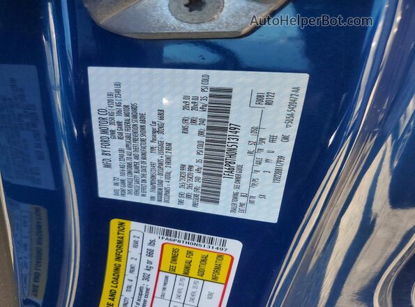 1FA6P8TH0N5131497 2022 FORD MUSTANG Blue Вид підкапотного простору