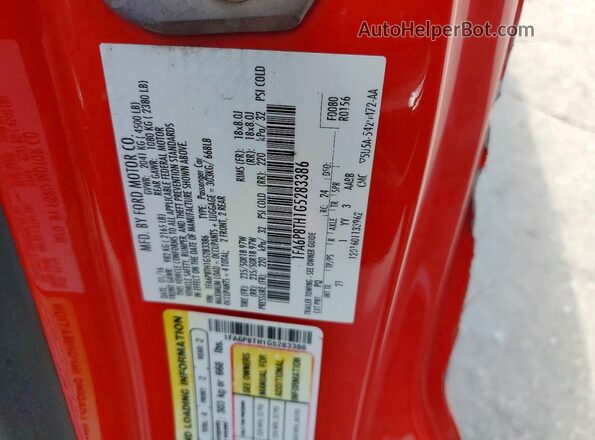 1FA6P8TH1G5283386 2016 FORD MUSTANG Red Vista del compartimento del motor