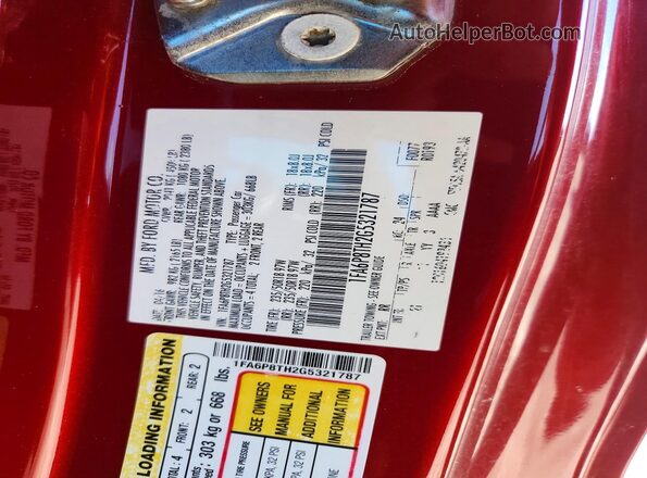 1FA6P8TH2G5321787 2016 FORD MUSTANG Красный Вид подкапотного пространства