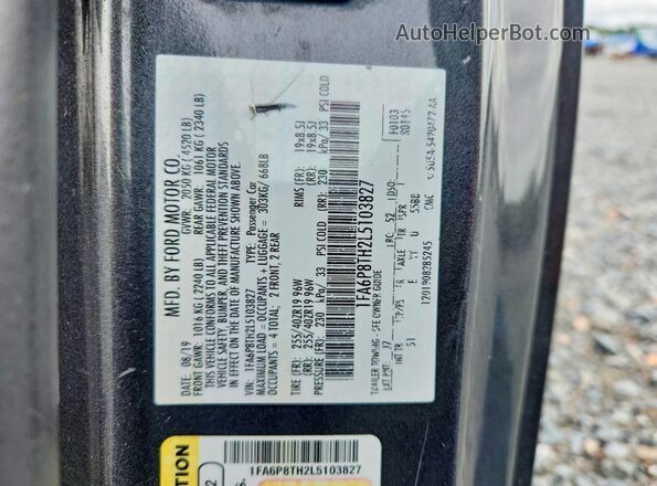 1FA6P8TH2L5103827 2020 FORD MUSTANG Серый Вид наклейки с VIN-кодом