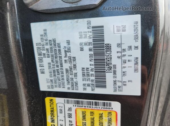 1FA6P8TH3J5120889 2018 FORD MUSTANG Серый Вид подкапотного пространства