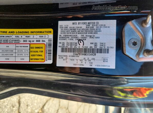 1FA6P8TH4M5154439 2021 FORD MUSTANG Black Вид підкапотного простору