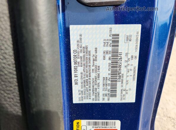 1FA6P8TH4N5126741 2022 FORD MUSTANG Blue Engine compartment view