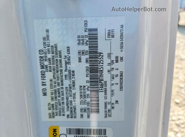 1FA6P8TH4R5125529 2024 FORD MUSTANG White ძრავის განყოფილების ხედი
