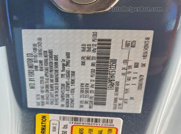 1FA6P8TH4T5123500 2026 FORD MUSTANG Gray VIN კოდის სტიკერის ხედი