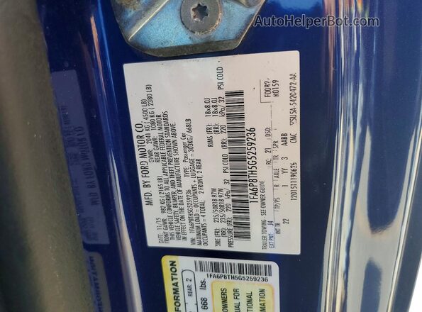 1FA6P8TH5G5259236 2016 FORD MUSTANG Blue ძრავის განყოფილების ხედი