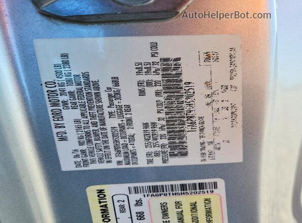 1FA6P8TH5H5202519 2017 FORD MUSTANG Silver Շարժիչի բաժամունքի տեսք