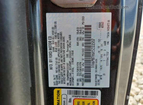 1FA6P8TH6H5333507 2017 FORD MUSTANG Gray Widok naklejki z numerem VIN