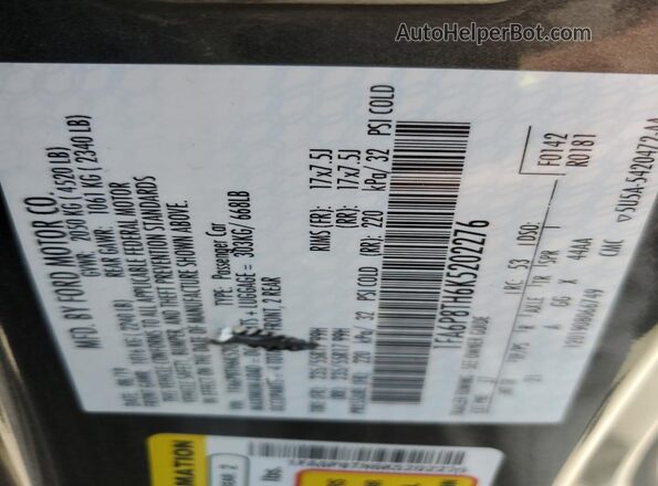 1FA6P8TH6K5202276 2019 FORD MUSTANG Gray Вид наклейки з VIN-кодом