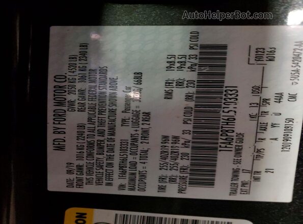 1FA6P8TH6L5103331 2020 FORD MUSTANG Gray Շարժիչի բաժամունքի տեսք