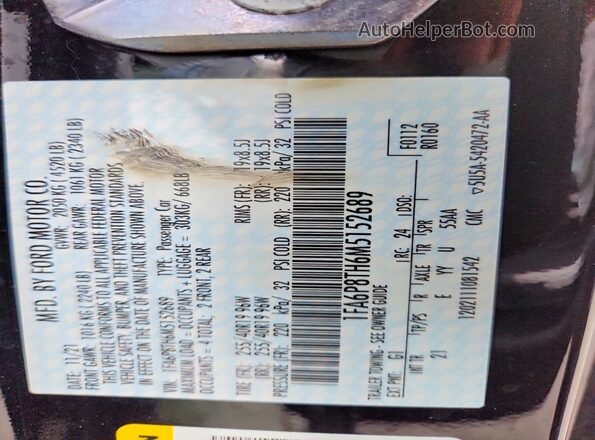 1FA6P8TH6M5152689 2021 FORD MUSTANG Black ძრავის განყოფილების ხედი