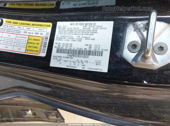 1FA6P8TH7K5143531 2019 FORD MUSTANG Black ძრავის განყოფილების ხედი