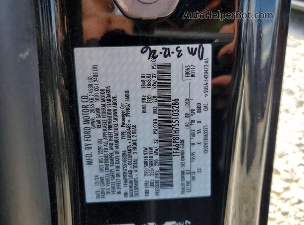 1FA6P8TH7S5103286 2025 FORD MUSTANG Black Вид наклейки з VIN-кодом