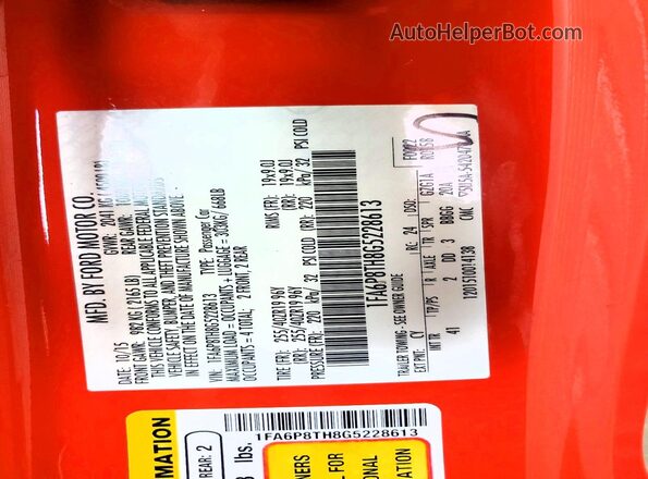 1FA6P8TH8G5228613 2016 FORD MUSTANG Orange Vista del compartimento del motor
