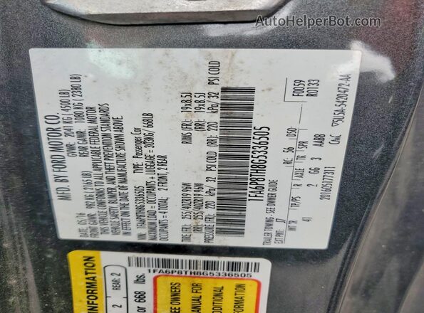 1FA6P8TH8G5336505 2016 FORD MUSTANG Charcoal Vista del compartimento del motor