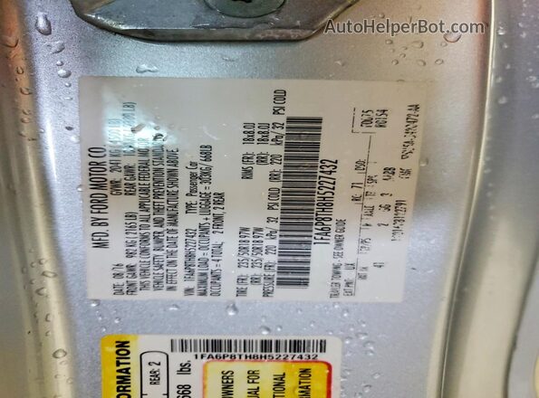 1FA6P8TH8H5227432 2017 FORD MUSTANG Silver Vista de la etiqueta del VIN