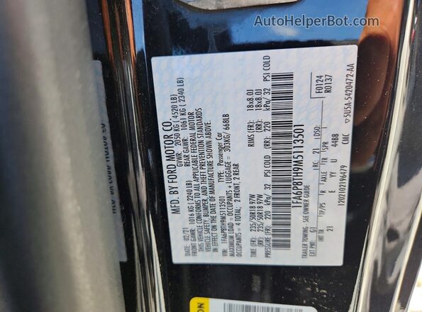 1FA6P8TH9M5113501 2021 FORD MUSTANG Черный Вид наклейки с VIN-кодом