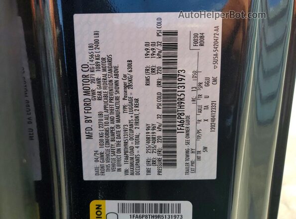 1FA6P8TH9R5131973 2024 FORD MUSTANG Gray Vista del compartimento del motor