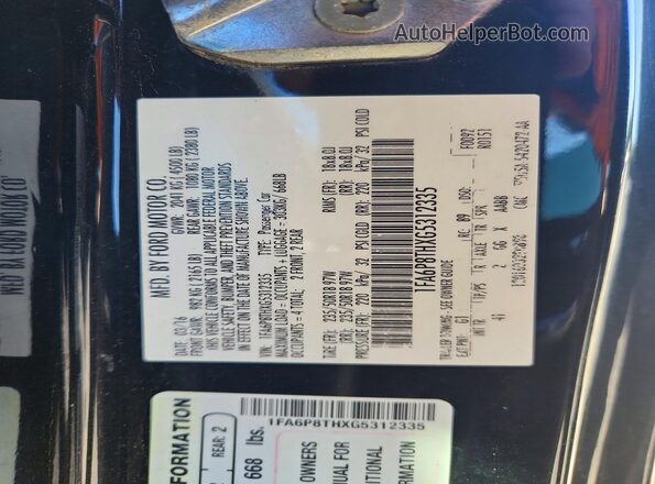 1FA6P8THXG5312335 2016 FORD MUSTANG Black ძრავის განყოფილების ხედი
