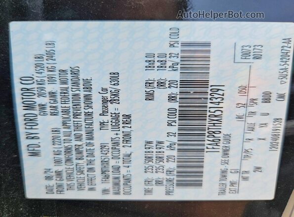 1FA6P8THXR5143291 2024 FORD MUSTANG Black Вид підкапотного простору