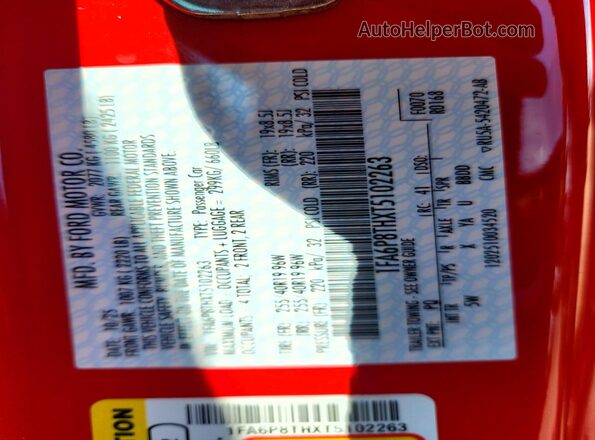 1FA6P8THXT5102263 2026 FORD MUSTANG Red Engine compartment view