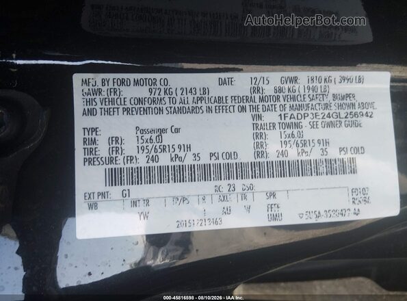 1FADP3E24GL256942 2016 FORD FOCUS Black Вид підкапотного простору