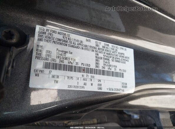 1FADP3E29HL236042 2017 FORD FOCUS Gray ძრავის განყოფილების ხედი