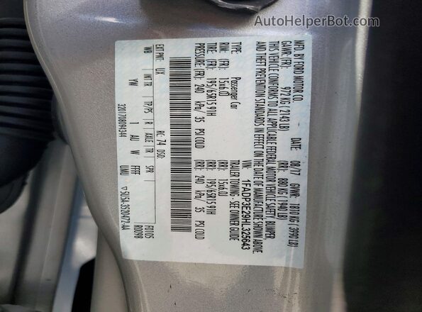 1FADP3E29HL325643 2017 FORD FOCUS Silver VIN կոդի պիտակի տեսք