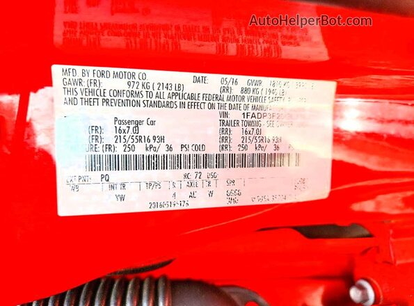 1FADP3F20GL338228 2016 FORD FOCUS Red Շարժիչի բաժամունքի տեսք